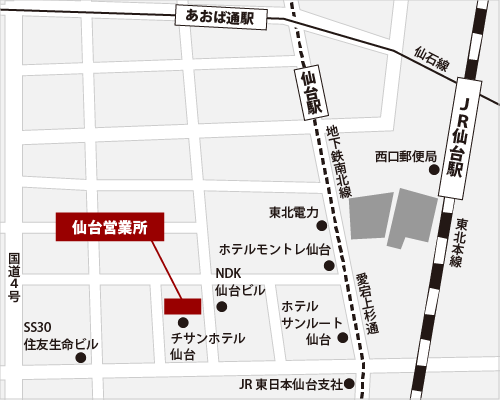 仙台営業所への地図画像